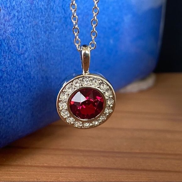Ruby Halo Necklace with Swarovski Crystals - Picture 7 of 13
